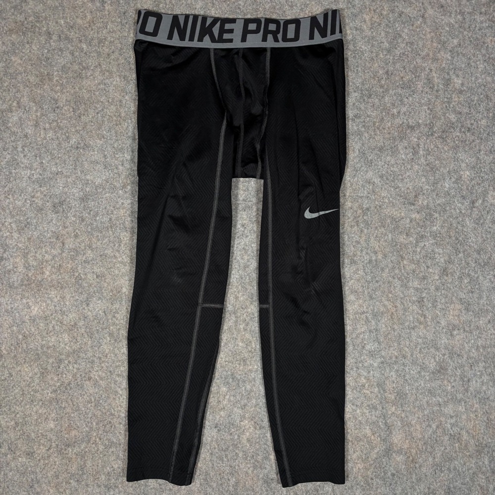 Nike Pro Compression Tights Mens Large Black Chevron Pattern 596297-010 Leggings